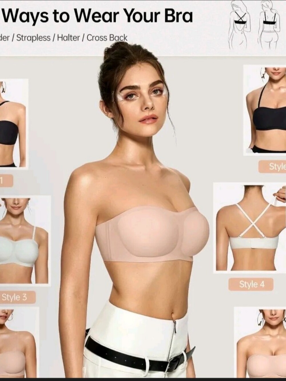 OEAK Nude Strapless Adhesive Bra - Seamless Backless Support, XL - Picture 9 of 16